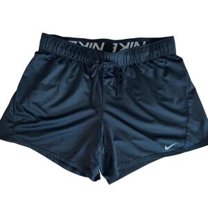 Nike Dri-FIT Womens Black Running Training Shorts Med Elastic Waist Drawstring